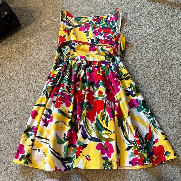 Spence Floral Belted V-neck Faux Wrap Dress Sz 14 Bright Colorful Spring Summer - Picture 7 of 8